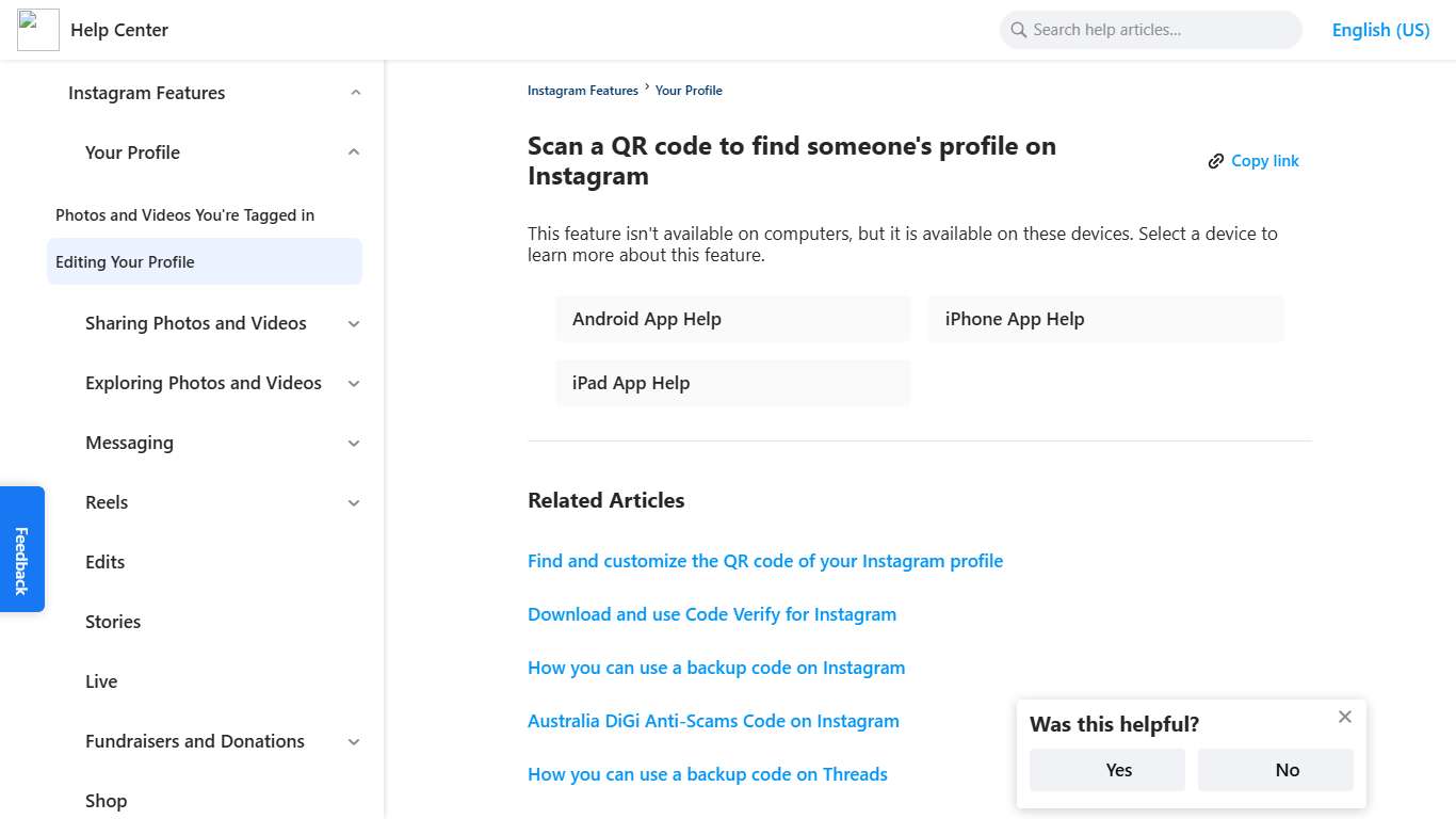 Scan a QR code to find someone's profile on Instagram | Instagram Help Center