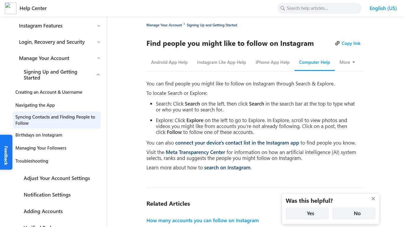 Find people you might like to follow on Instagram | Instagram Help Center